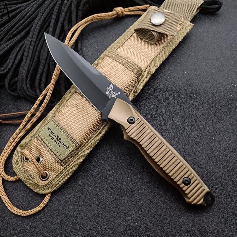 8.8" BENCHMADE - Nimravus 140BK Knife Tactical Fixed Blade Hunting Knives Outdoor Camping Knives Multifunctional Survival Knives ABS Hilt Nylon Scabbard