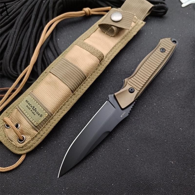 8.8" BENCHMADE - Nimravus 140BK Knife Tactical Fixed Blade Hunting Knives Outdoor Camping Knives Multifunctional Survival Knives ABS Hilt Nylon Scabbard