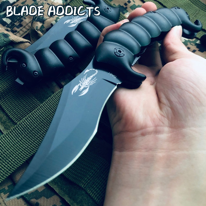 Spring Assisted Knife Scorpion tail Tactical Camping Hunting pocket knife black High Quality