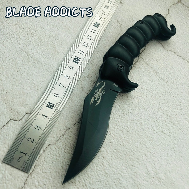 Spring Assisted Knife Scorpion tail Tactical Camping Hunting pocket knife black High Quality