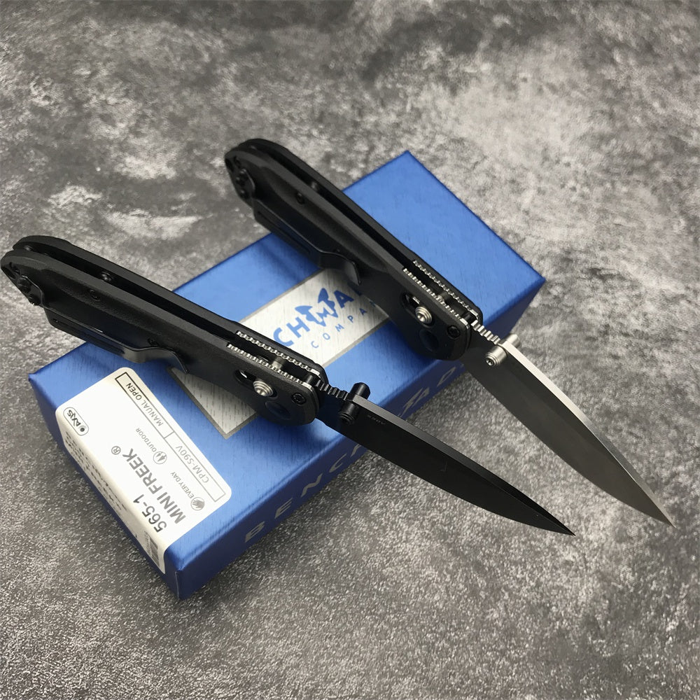 Tactical Pocket Knife Benchmade 565 Limited Edition Rukus Axis Coated Folding Knife- Hunting Camping Knives