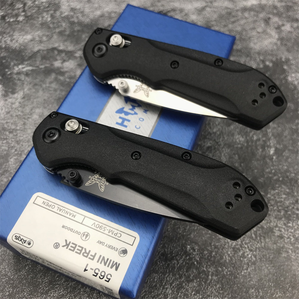Tactical Pocket Knife Benchmade 565 Limited Edition Rukus Axis Coated Folding Knife- Hunting Camping Knives
