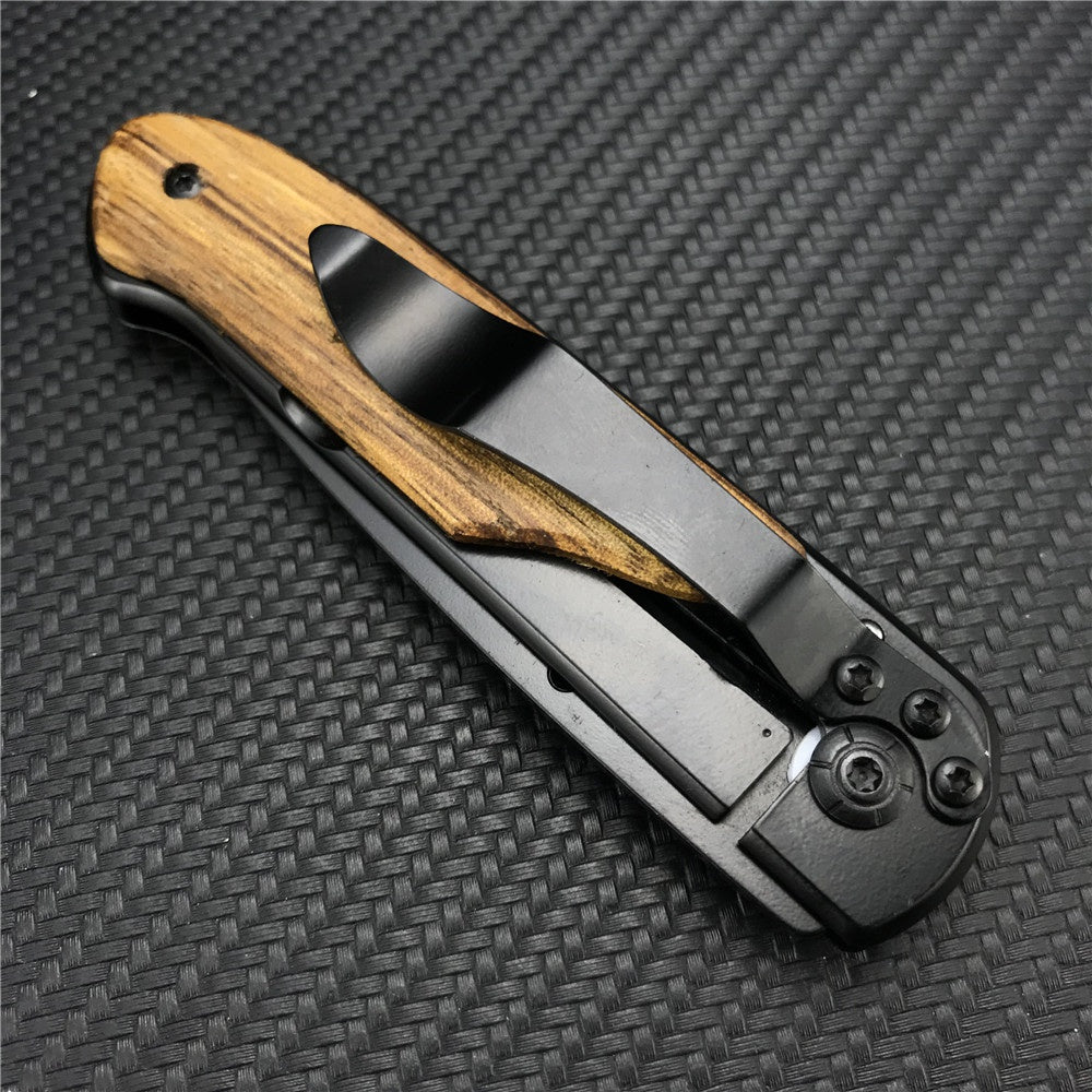 Benchmade DA44 Survival Pocket Folding Knife Wood Handle Titanium Finish Blade Tactical Knifes EDC Pockets Knives
