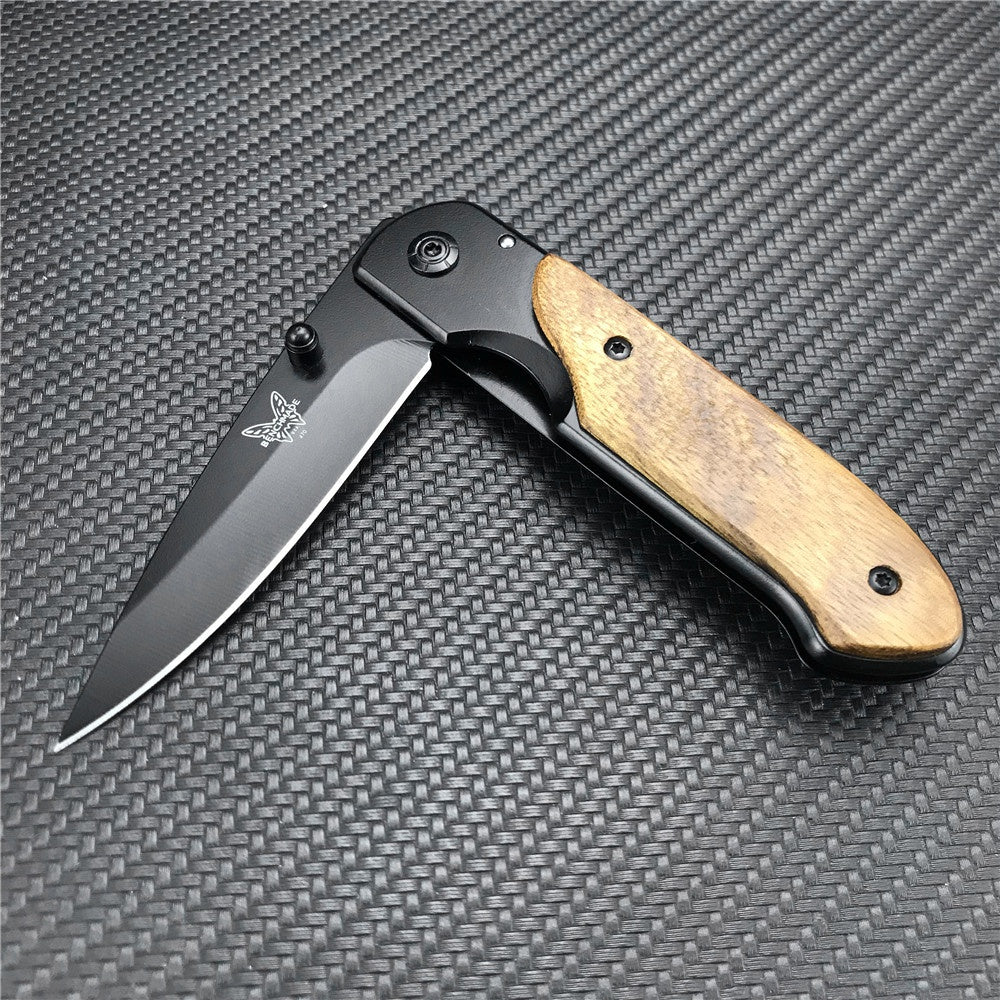 Benchmade DA44 Survival Pocket Folding Knife Wood Handle Titanium Finish Blade Tactical Knifes EDC Pockets Knives