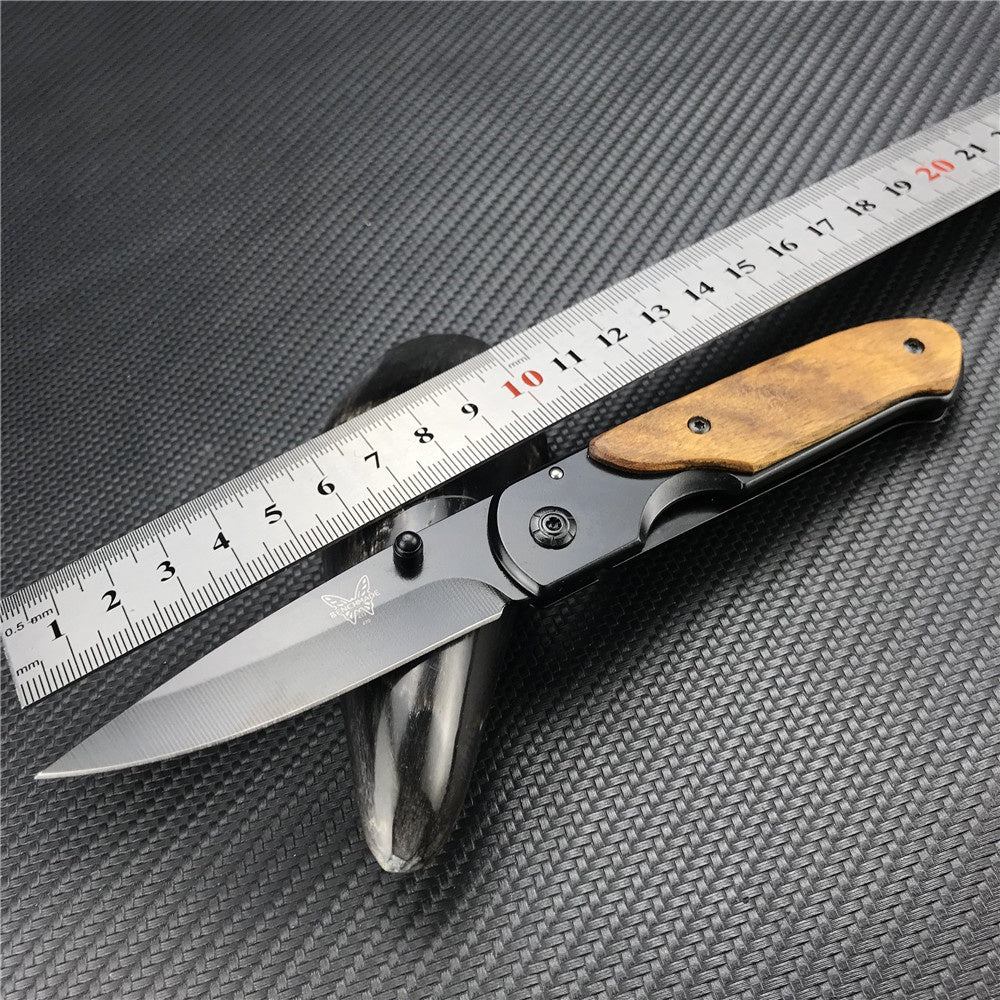 Benchmade DA44 Survival Pocket Folding Knife Wood Handle Titanium Finish Blade Tactical Knifes EDC Pockets Knives