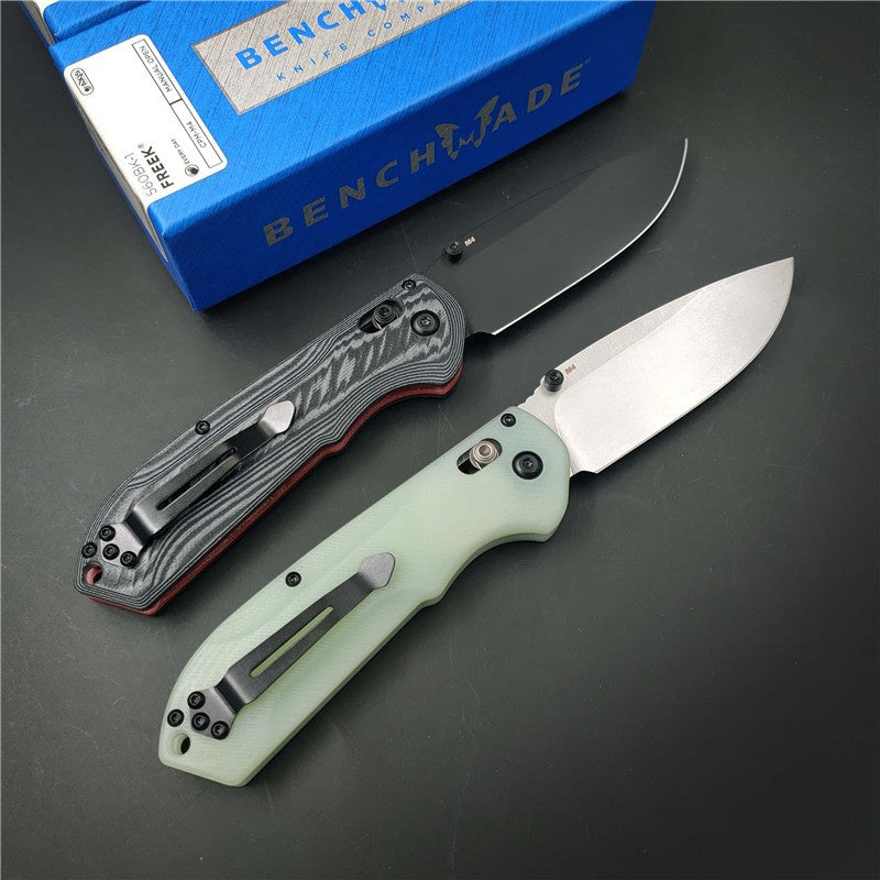 Benchmade 560BK-1 Freek Folding Knife 3.6" CPM-M4 Black Blade, Gray and black textured G10 Handles