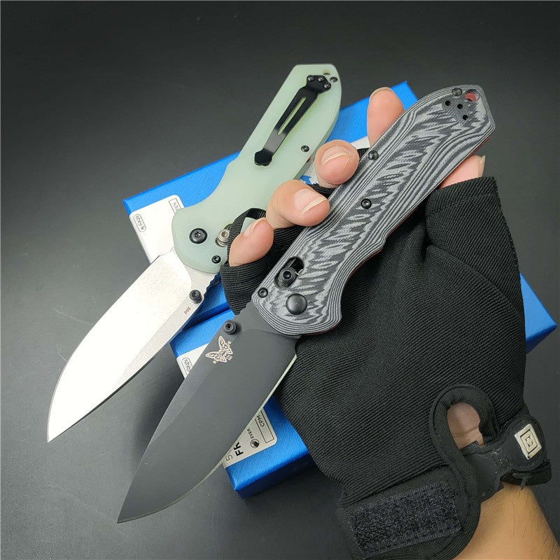 Benchmade 560BK-1 Freek Folding Knife 3.6" CPM-M4 Black Blade, Gray and black textured G10 Handles