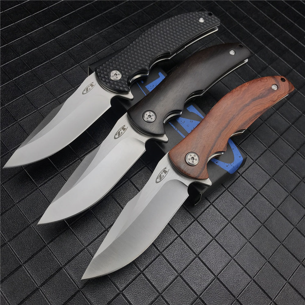 ZT ZERO TOLERANCE0606 Tactical Folding Knife 9cr13mov Blade G10 Ebony Wooden Handle Camping Survival Pocket Knives Ball Bearing Flipper Outdoor Tools