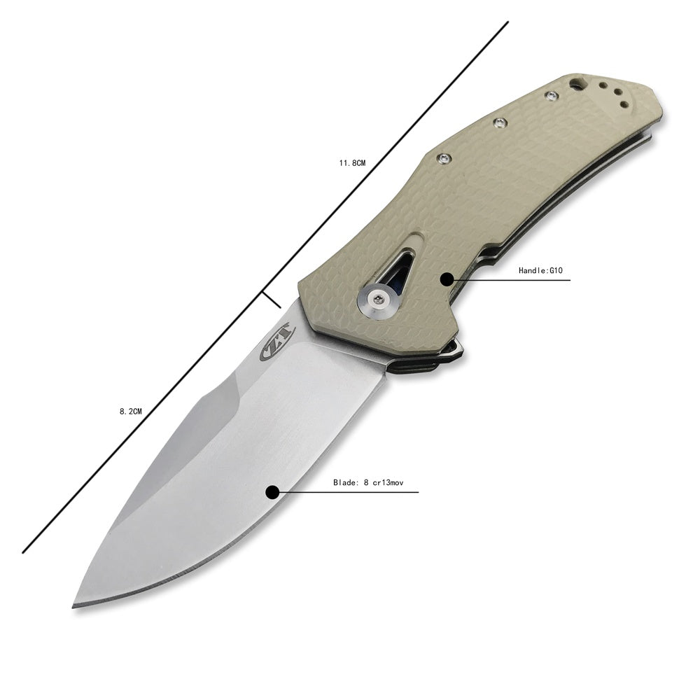 ZT ZERO TOLERANCE 0308 Flipper Tactical Knife Spring Assisted Opening Folding Knife 3.75" CPM-20CV Stonewashed Blade, Coyote Tan G10 and Titanium Handles