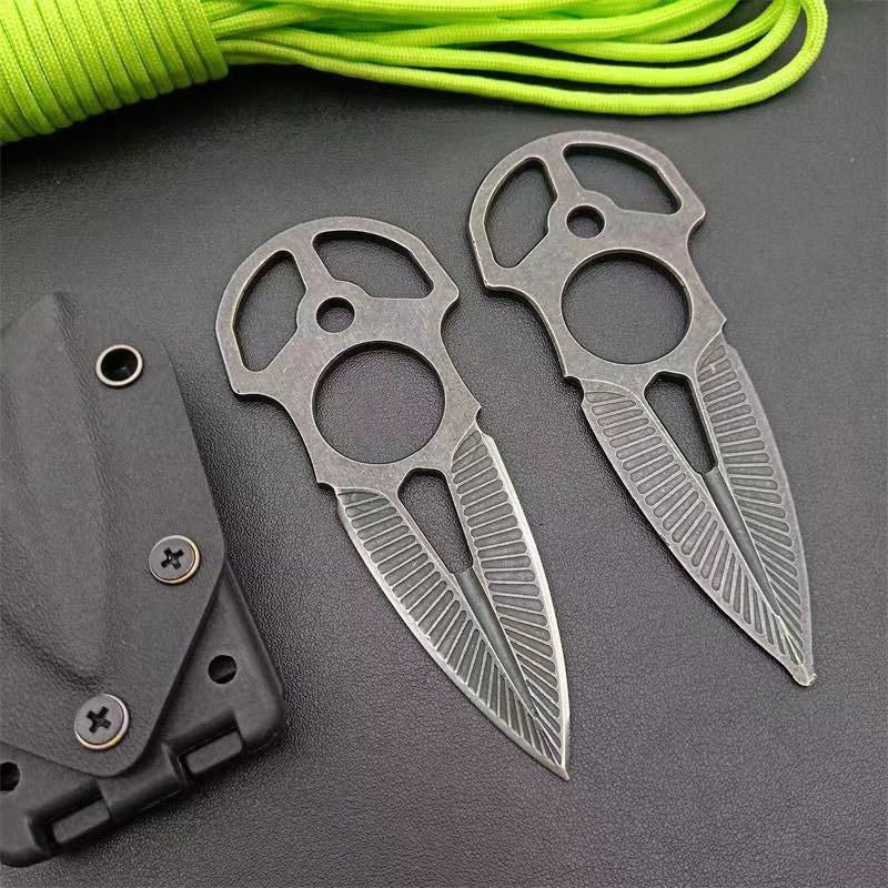 Tactical EDC Dagger Knife Double Edged Military Rescue Knives Self Defense Sword Bayonet Sharp Blade/No edge