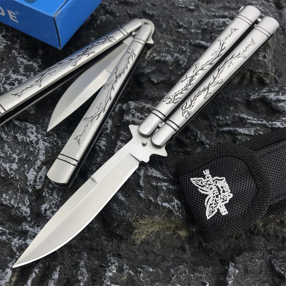 Benchmade Balisong High Hardness Stainless Steel Folding Outdoor Camping Sharp Blade Butterfly Knife