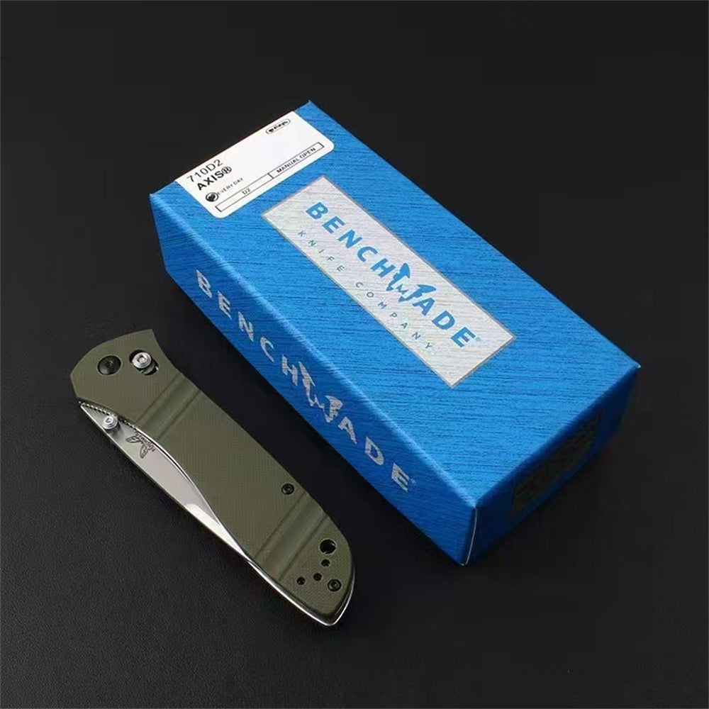 Benchmade Knives 710 McHenry & Williams 3.90" Satin D2 Plain Blade, G10 Handles ,Axis Lock- 710,Outdoor Tactical Hunting Knife