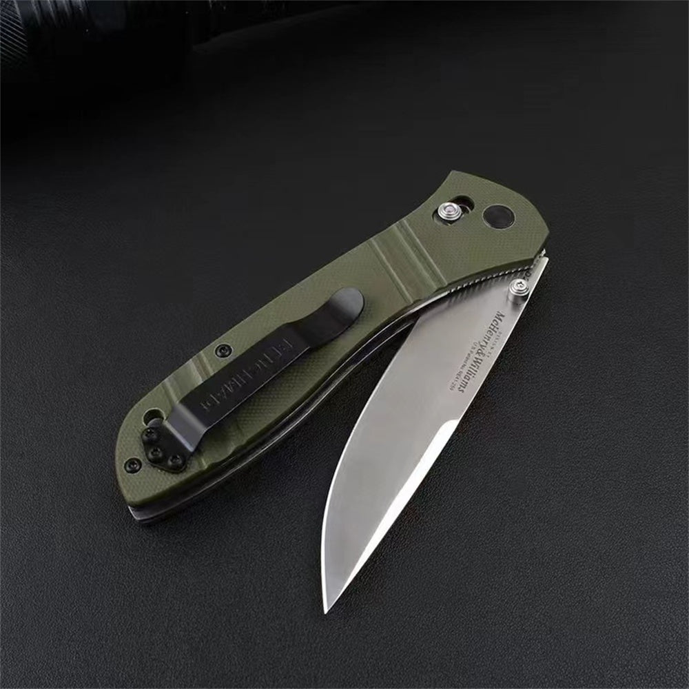 Benchmade Knives 710 McHenry & Williams 3.90" Satin D2 Plain Blade, G10 Handles ,Axis Lock- 710,Outdoor Tactical Hunting Knife