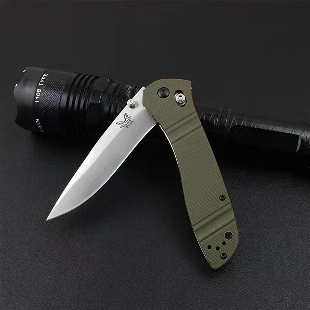Benchmade Knives 710 McHenry & Williams 3.90" Satin D2 Plain Blade, G10 Handles ,Axis Lock- 710,Outdoor Tactical Hunting Knife
