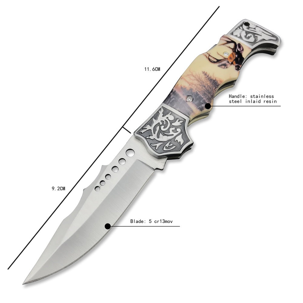 Outdoor Tactical Fixed Blade Hunting Knife High Hardness Resin Handle Army Knife Folding Knife Camping Portable Pocket Knife