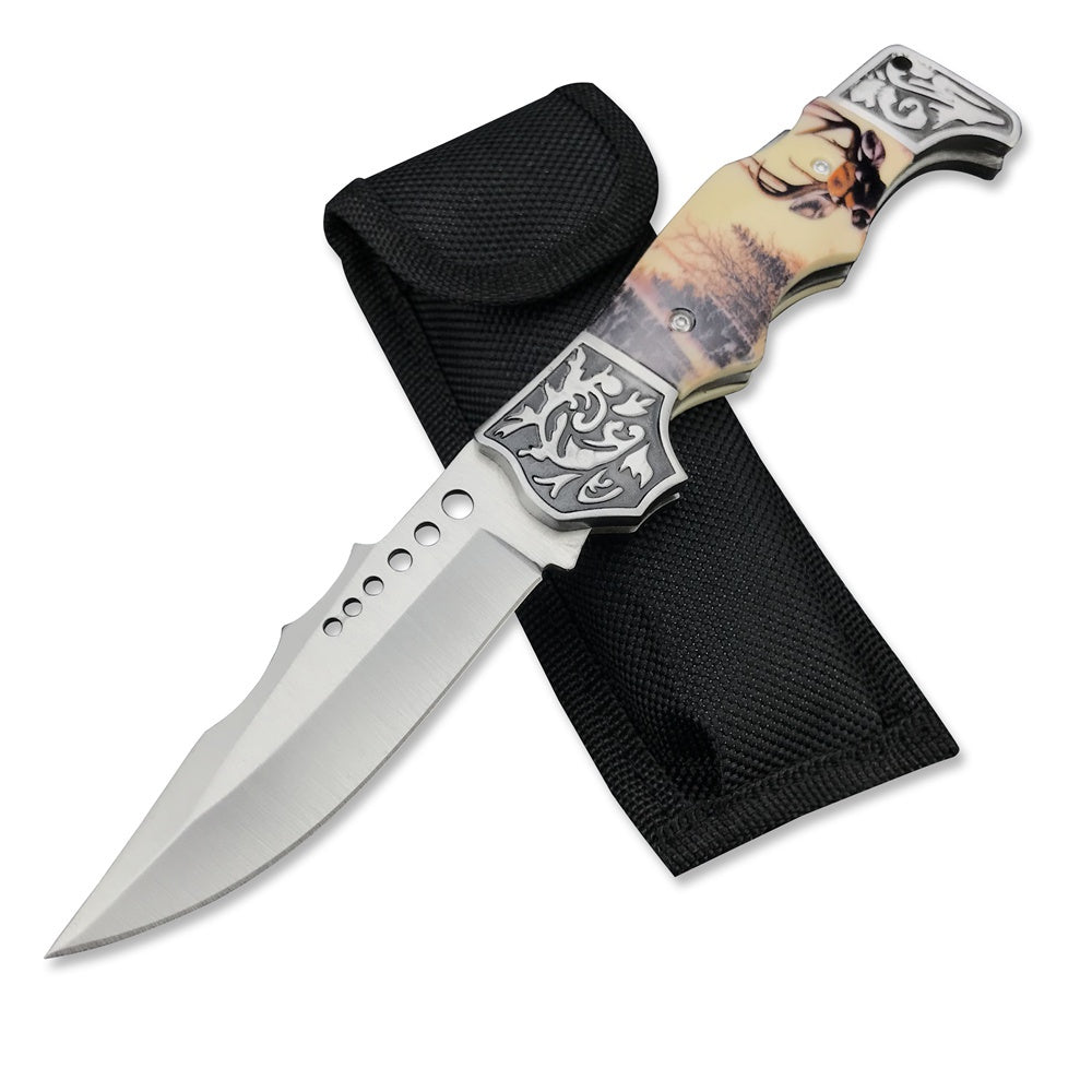 Outdoor Tactical Fixed Blade Hunting Knife High Hardness Resin Handle Army Knife Folding Knife Camping Portable Pocket Knife