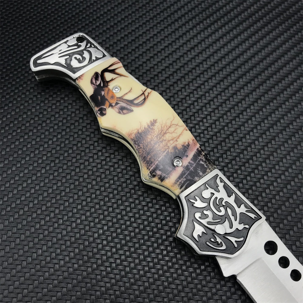 Outdoor Tactical Fixed Blade Hunting Knife High Hardness Resin Handle Army Knife Folding Knife Camping Portable Pocket Knife