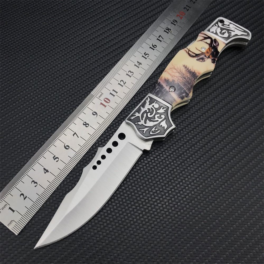Outdoor Tactical Fixed Blade Hunting Knife High Hardness Resin Handle Army Knife Folding Knife Camping Portable Pocket Knife