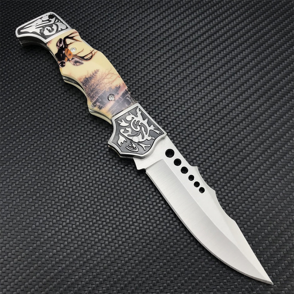 Outdoor Tactical Fixed Blade Hunting Knife High Hardness Resin Handle Army Knife Folding Knife Camping Portable Pocket Knife