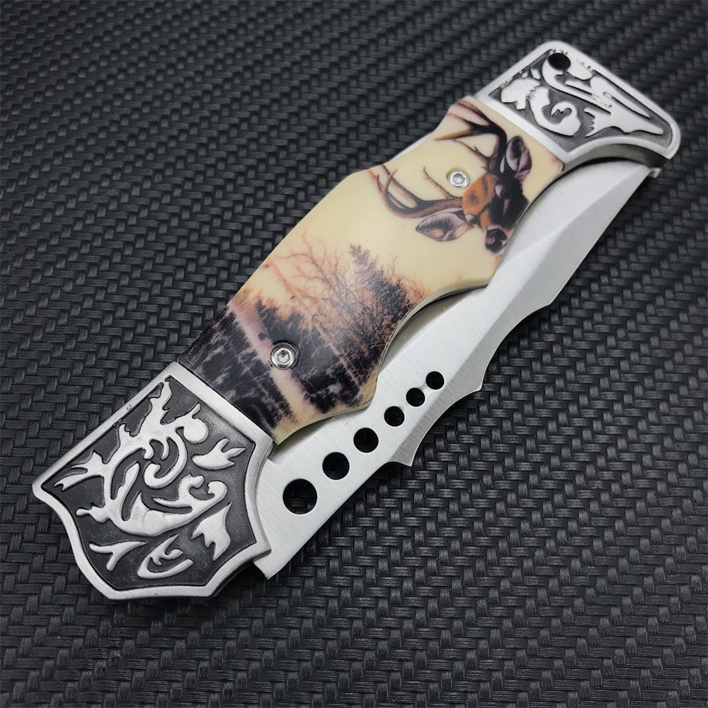 Outdoor Tactical Fixed Blade Hunting Knife High Hardness Resin Handle Army Knife Folding Knife Camping Portable Pocket Knife