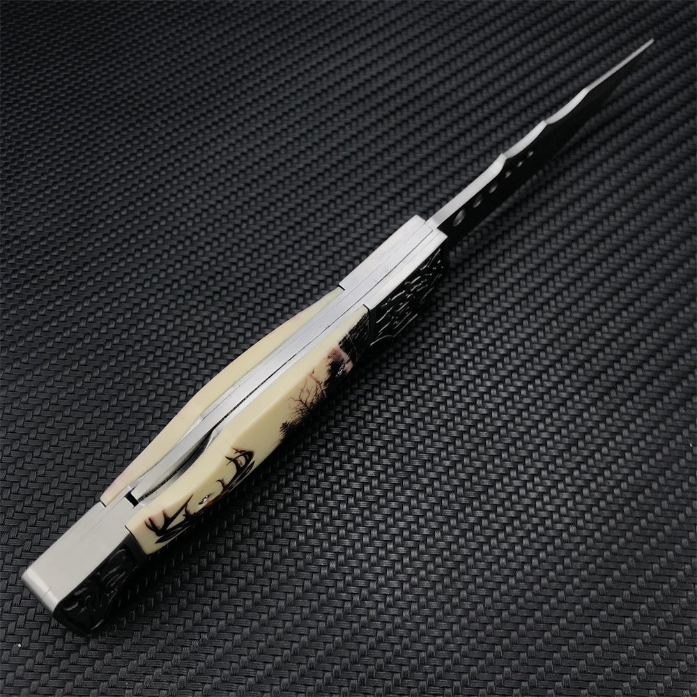 Outdoor Tactical Fixed Blade Hunting Knife High Hardness Resin Handle Army Knife Folding Knife Camping Portable Pocket Knife