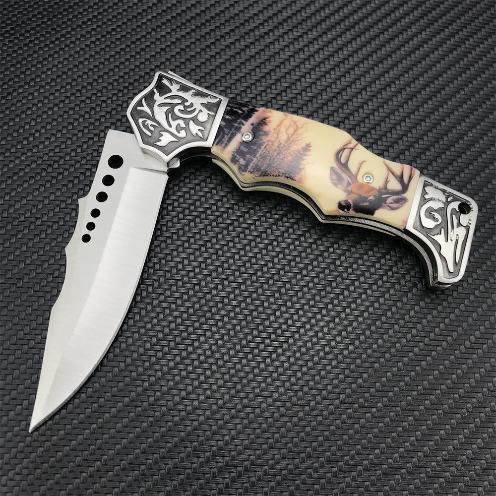 Outdoor Tactical Fixed Blade Hunting Knife High Hardness Resin Handle Army Knife Folding Knife Camping Portable Pocket Knife