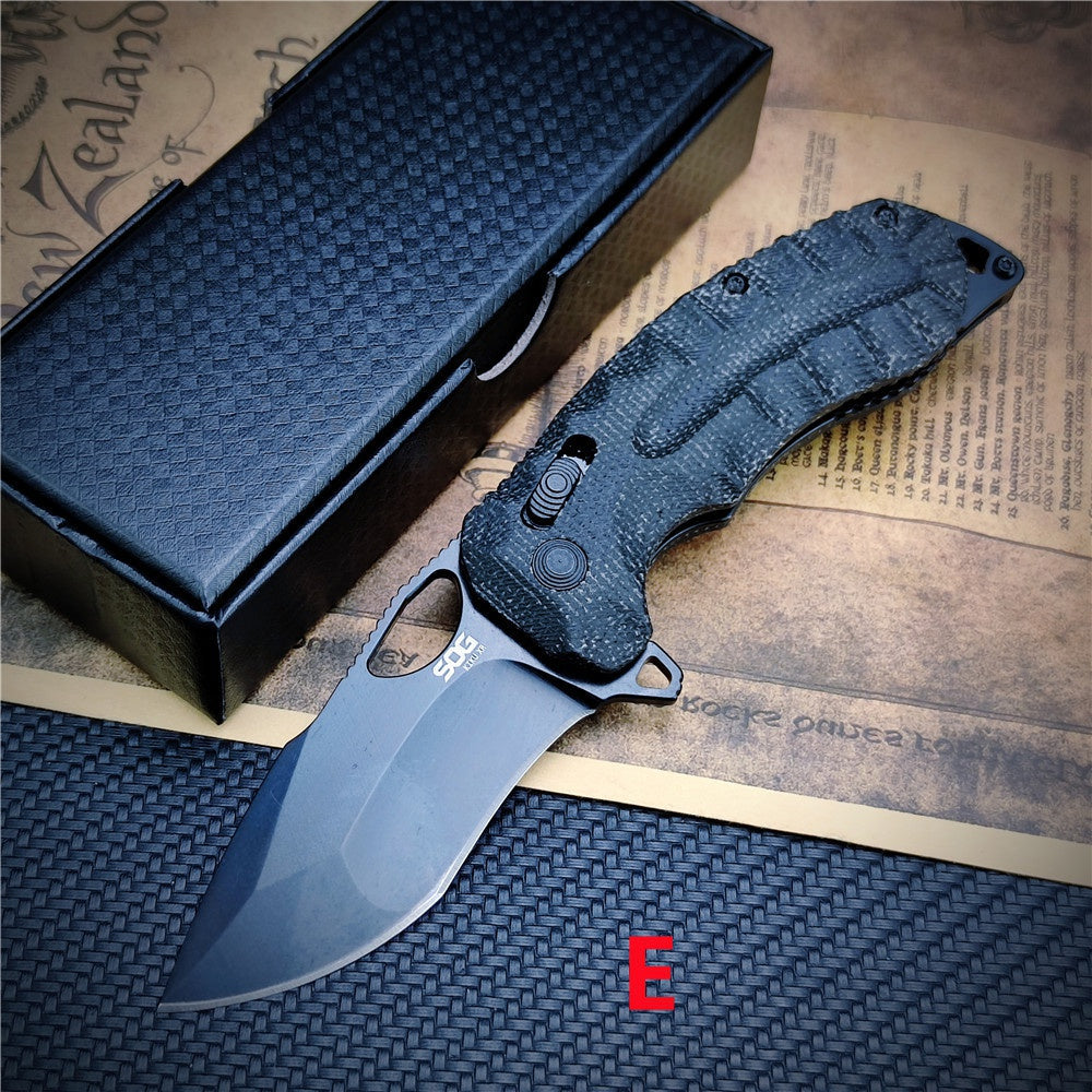 SOG Kiku XR Outdoor Folding Knife 3.03" CTS-XHP Satin Plain Blade, Natural Linen Micarta Handles - XR Lock - 12-27-01-57