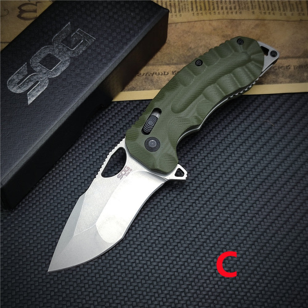 SOG Kiku XR Outdoor Folding Knife 3.03" CTS-XHP Satin Plain Blade, Natural Linen Micarta Handles - XR Lock - 12-27-01-57