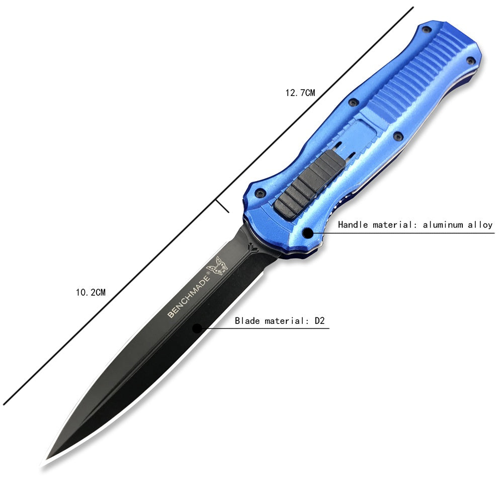 2022 New Spring Assisted Open Camping Survival OTF Knife D2 Blade Blue Aluminum Handle Benchmade 3300BK Auto Switchblade Outdoor Hunting tools