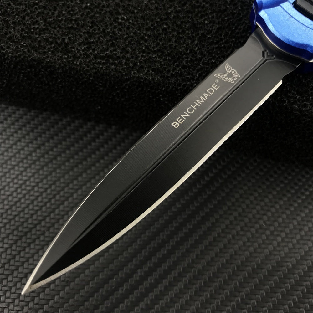 2022 New Spring Assisted Open Camping Survival OTF Knife D2 Blade Blue Aluminum Handle Benchmade 3300BK Auto Switchblade Outdoor Hunting tools