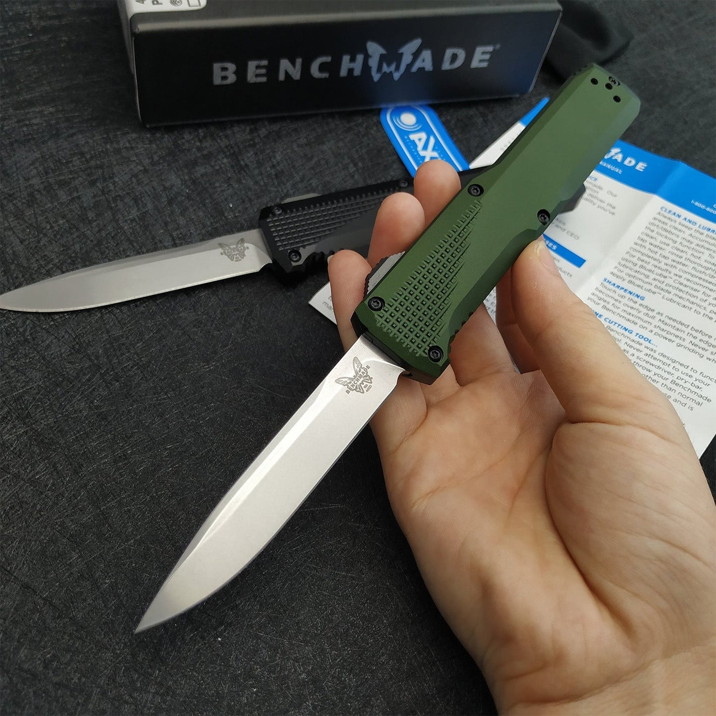2022 NEW Tactical Knives AUTO EDC Spring Assist Knife Benchmade 4600 Double Action OTF AUTOMATIC Knife - 3.45''Plain Edge CPM-S30V Blade - Black Anodized 6061-T6 Aluminum Handle