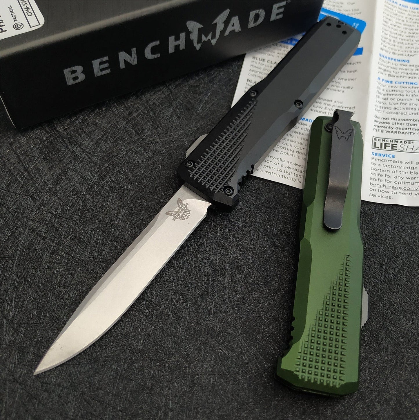2022 NEW Tactical Knives AUTO EDC Spring Assist Knife Benchmade 4600 Double Action OTF AUTOMATIC Knife - 3.45''Plain Edge CPM-S30V Blade - Black Anodized 6061-T6 Aluminum Handle