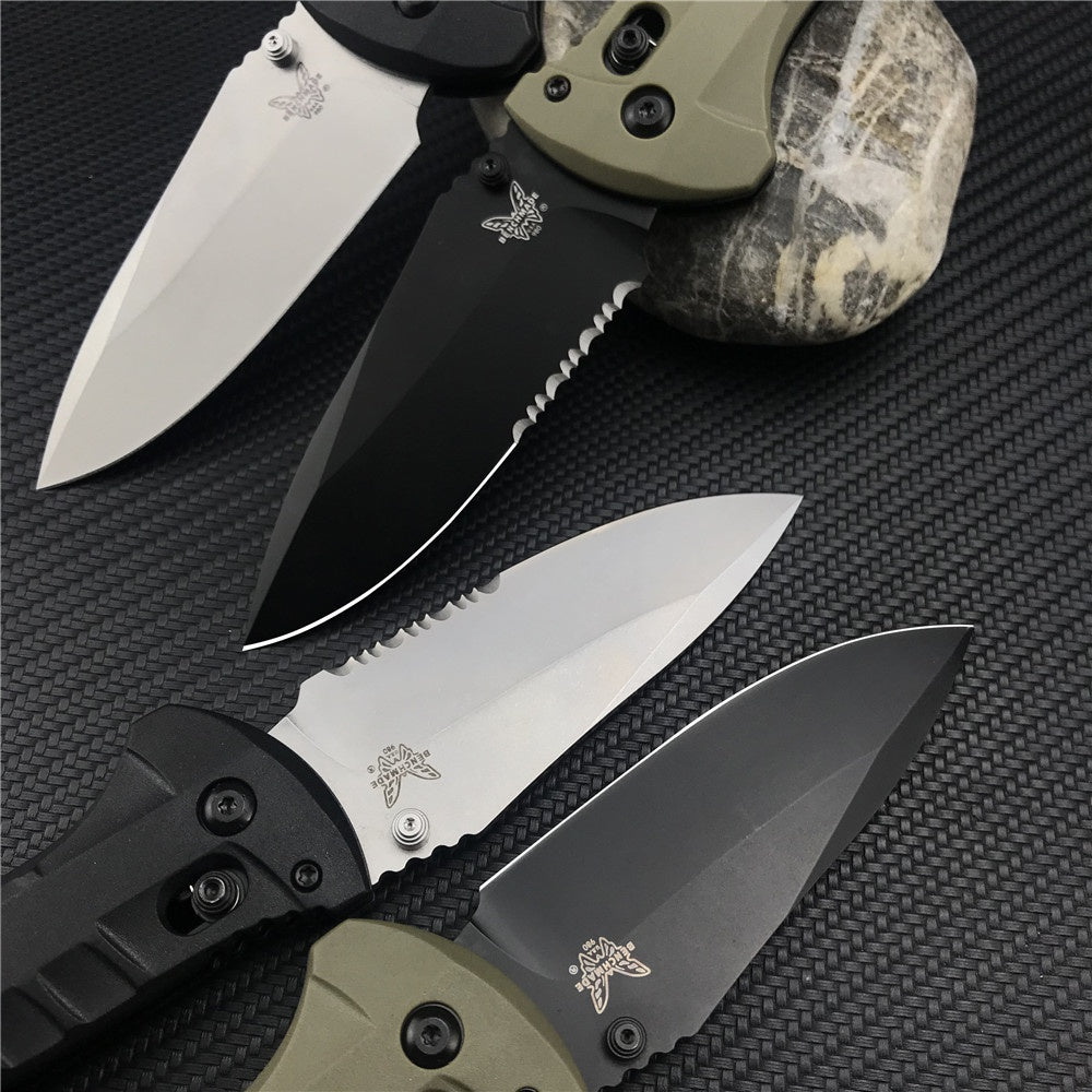 Benchmade - Turret 980 Benchmade Tactical Folding Knife CPM-S30V Drop-Point Blade Hunting Survival Edc Tool Manual Open Full Serrated Blade Pocket Knife