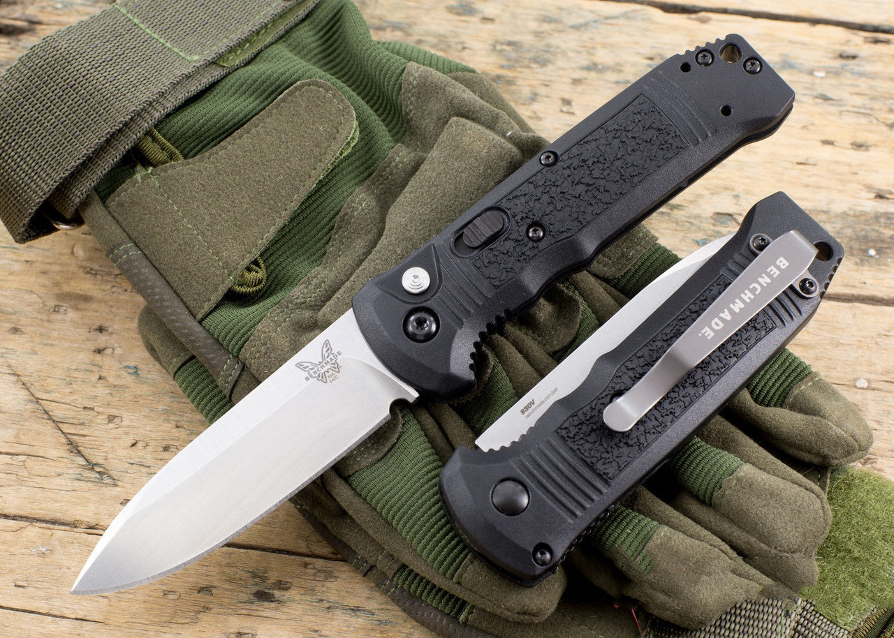 Benchmade 4400-1 Casbah AUTO Folding Spring Knife 3.4" Satin S30V Drop Point Blade, Textured Grivory Handles Tactical Hunting Camping Pocket Knife