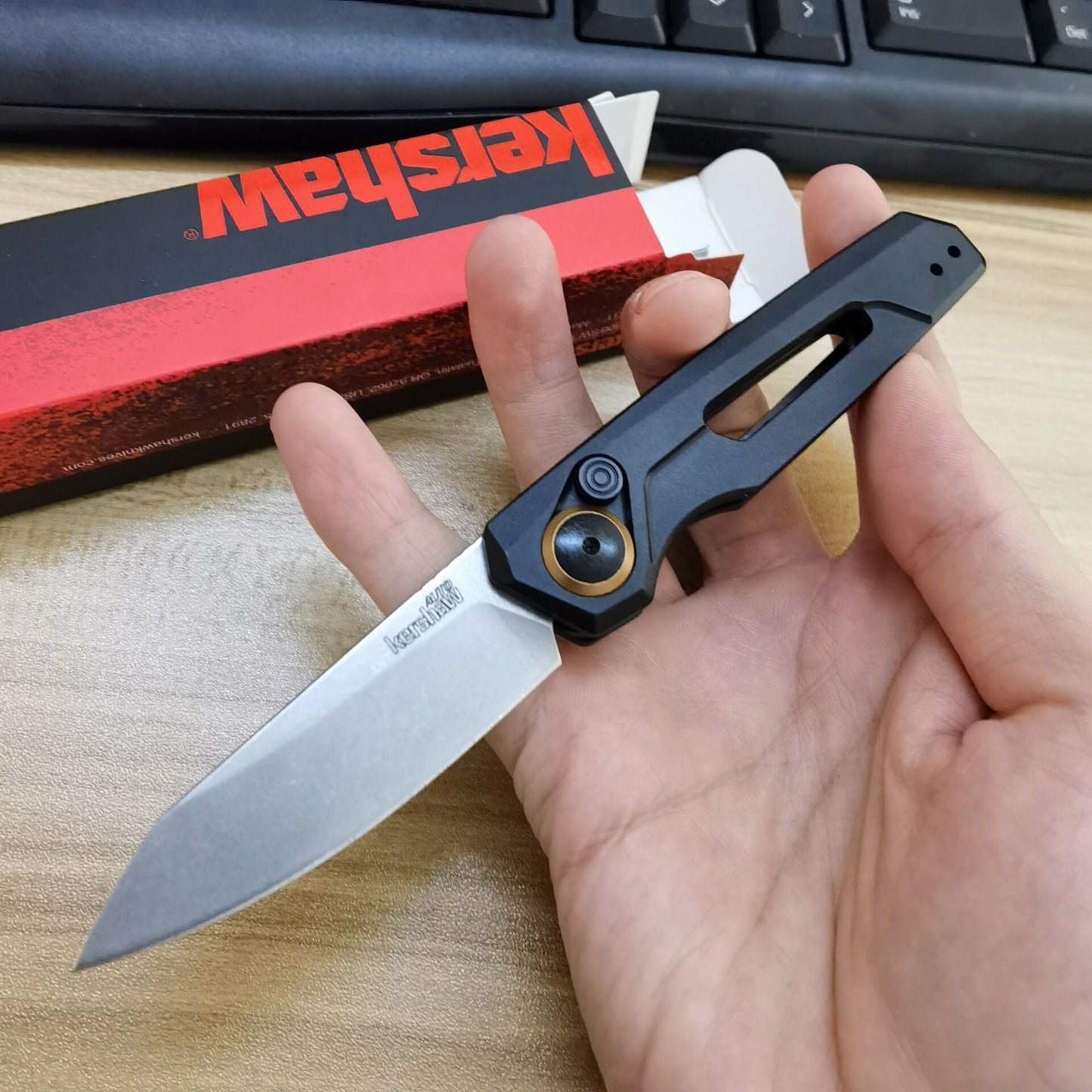 Kershaw Auto 7550 Launch 11 D2 Steel Blade Assisted Opening Pocket Knives Aluminium Alloy Handle Automatic Quick Opening of Tactical Folding Spring Knife