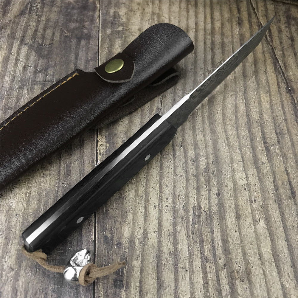 High Hardness JAPAN SAMURAI TANTO Katana Fixed Blade Tactical Hunting Knife Wood Handle Survival Gear Straight Knives Gift Leather Sheath