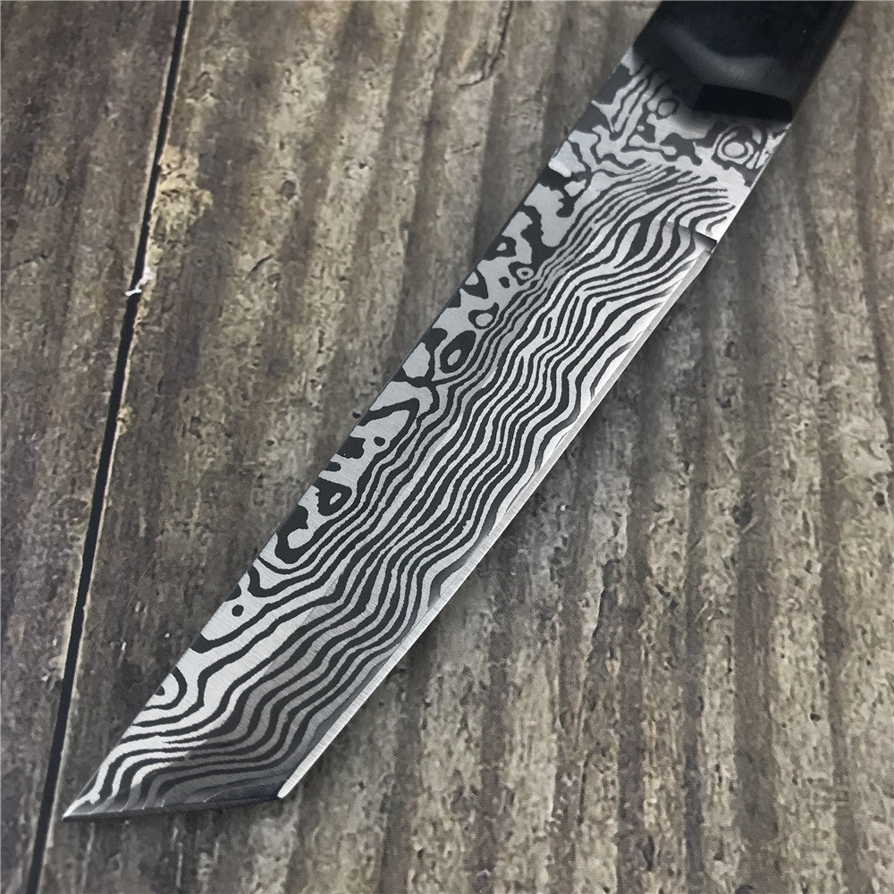 High Hardness JAPAN SAMURAI TANTO Katana Fixed Blade Tactical Hunting Knife Wood Handle Survival Gear Straight Knives Gift Leather Sheath