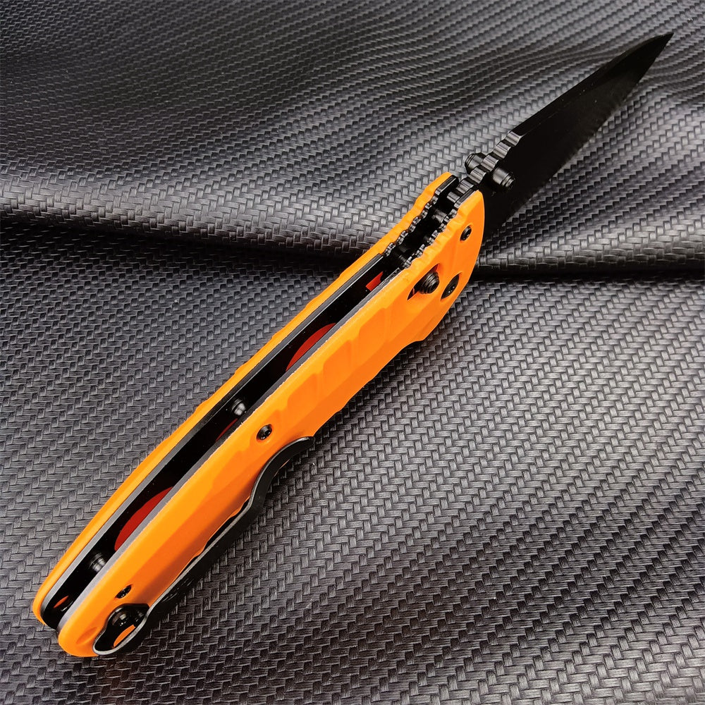 Tactical Benchmade - Turret 980, Pocket EDC Folding Knife, CPM-S30V Drop-Point Blade, Manual Open, Axis Locking Mechanism,Coated, Serrated, 980SBK Turret Assisted Knives Outdoor Camping Survival Tool