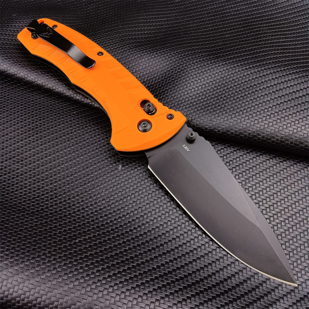 Tactical Benchmade - Turret 980, Pocket EDC Folding Knife, CPM-S30V Drop-Point Blade, Manual Open, Axis Locking Mechanism,Coated, Serrated, 980SBK Turret Assisted Knives Outdoor Camping Survival Tool