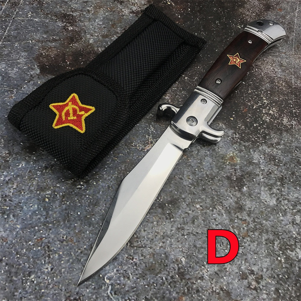 2022 New Russia Finka NKVD KGB AUTO OTF Stiletto Italian Style Automatic Knife AKC Spring Assisted Side Jump Knife Flick Knife 440C Stainless Steel Blade Camping Hunting  Knives
