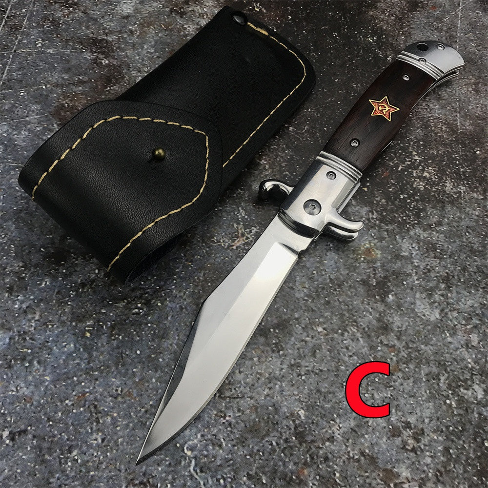 2022 New Russia Finka NKVD KGB AUTO OTF Stiletto Italian Style Automatic Knife AKC Spring Assisted Side Jump Knife Flick Knife 440C Stainless Steel Blade Camping Hunting  Knives