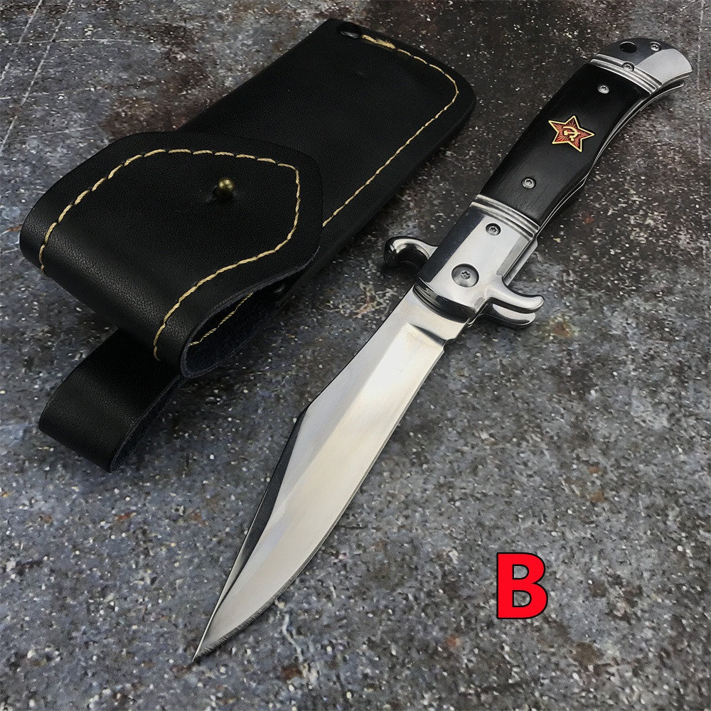 2022 New Russia Finka NKVD KGB AUTO OTF Stiletto Italian Style Automatic Knife AKC Spring Assisted Side Jump Knife Flick Knife 440C Stainless Steel Blade Camping Hunting  Knives