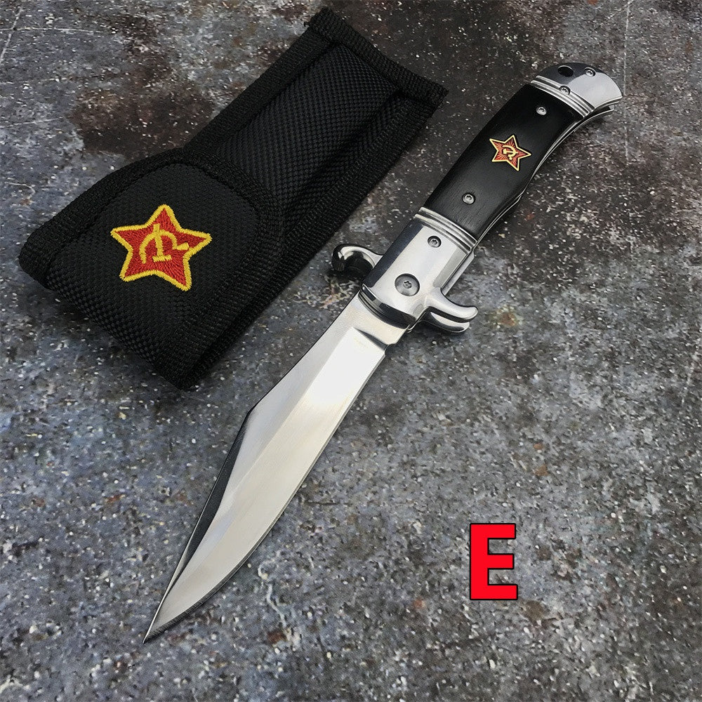 2022 New Russia Finka NKVD KGB AUTO OTF Stiletto Italian Style Automatic Knife AKC Spring Assisted Side Jump Knife Flick Knife 440C Stainless Steel Blade Camping Hunting  Knives