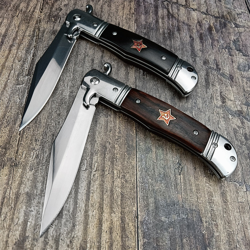 2022 New Russia Finka NKVD KGB AUTO OTF Stiletto Italian Style Automatic Knife AKC Spring Assisted Side Jump Knife Flick Knife 440C Stainless Steel Blade Camping Hunting  Knives