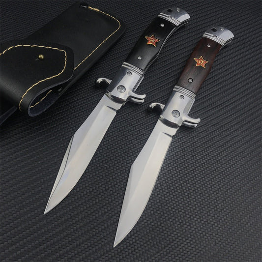 2022 New Russia Finka NKVD KGB AUTO OTF Stiletto Italian Style Automatic Knife AKC Spring Assisted Side Jump Knife Flick Knife 440C Stainless Steel Blade Camping Hunting  Knives