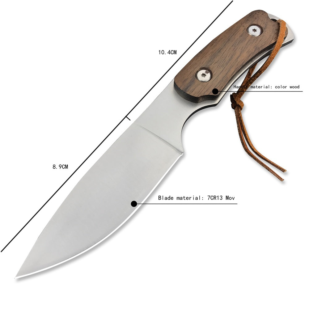Tactical Fixed Blade Knife 7CR13 Mov Blade Copper Head and Colour Wood Handle Camping Hunting Knives Outdoor Survival Tools Dagge