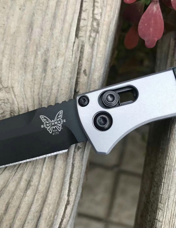 Benchmade 4170BK AUTO Fact Folding Knife 3.95" S90V Black DLC Spear Point Blade, Aluminum Handles with Carbon Fiber Inlays