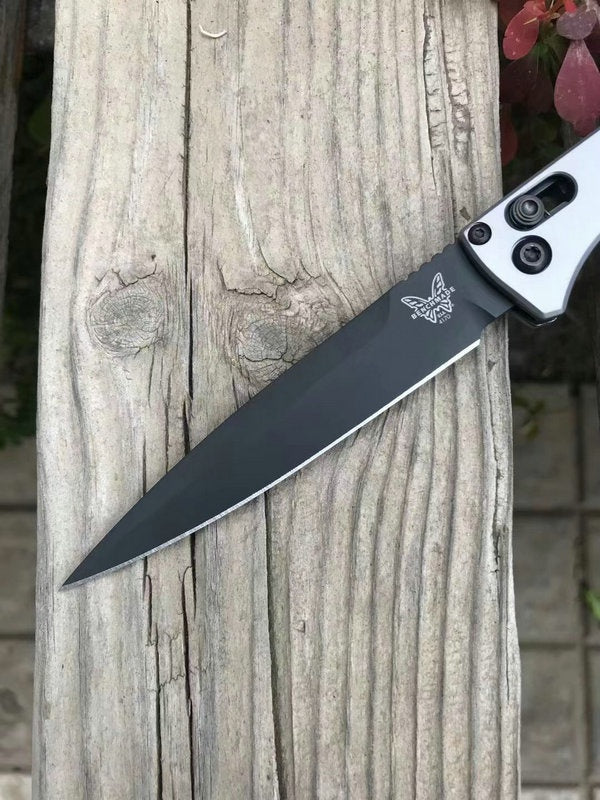 Benchmade 4170BK AUTO Fact Folding Knife 3.95" S90V Black DLC Spear Point Blade, Aluminum Handles with Carbon Fiber Inlays