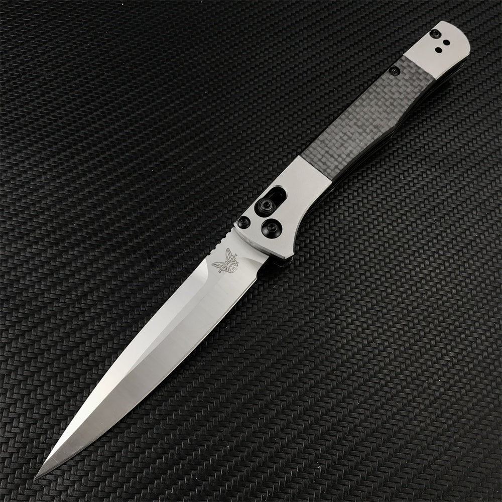 Benchmade 4170BK AUTO Fact Folding Knife 3.95" S90V Black DLC Spear Point Blade, Aluminum Handles with Carbon Fiber Inlays