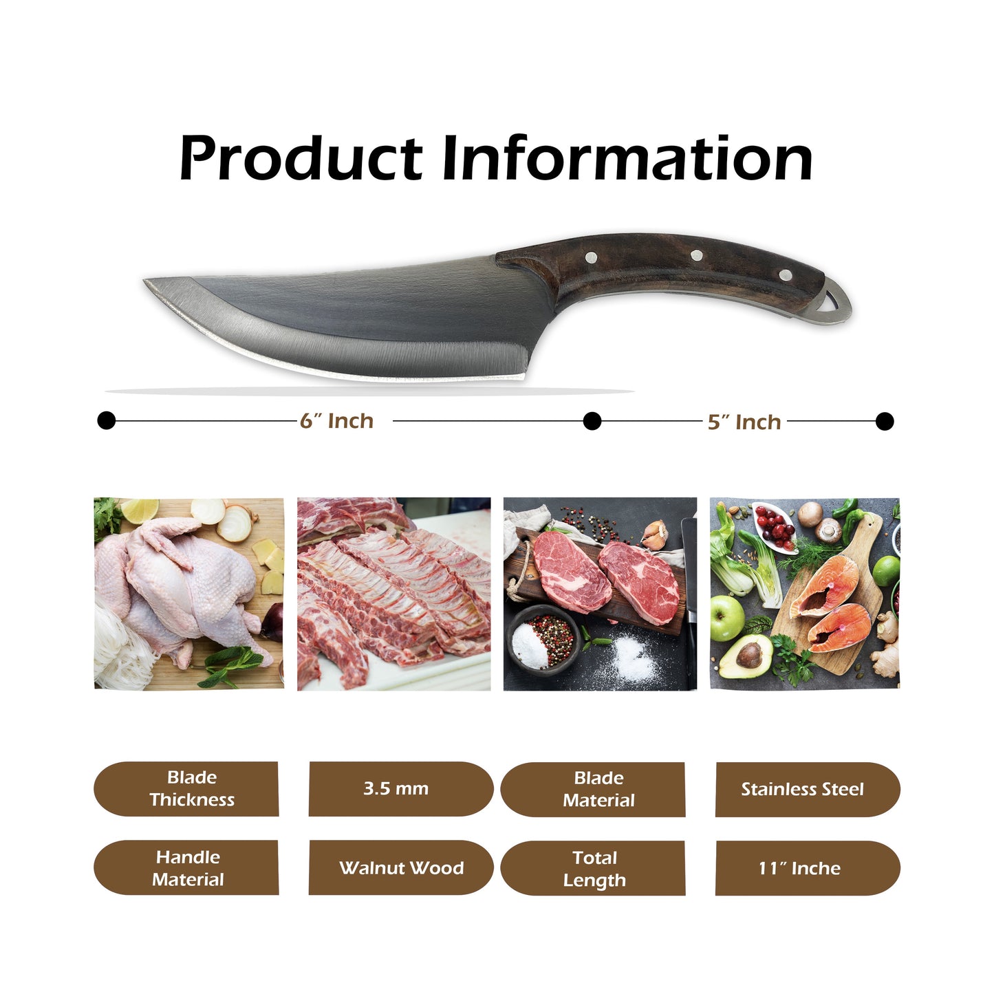 Palta Walnut Handle Viking Knife With Holster Chef Knife for Camping Outdoor Hunting Kitchen Knives High Quality Stainless Steel made in turkey